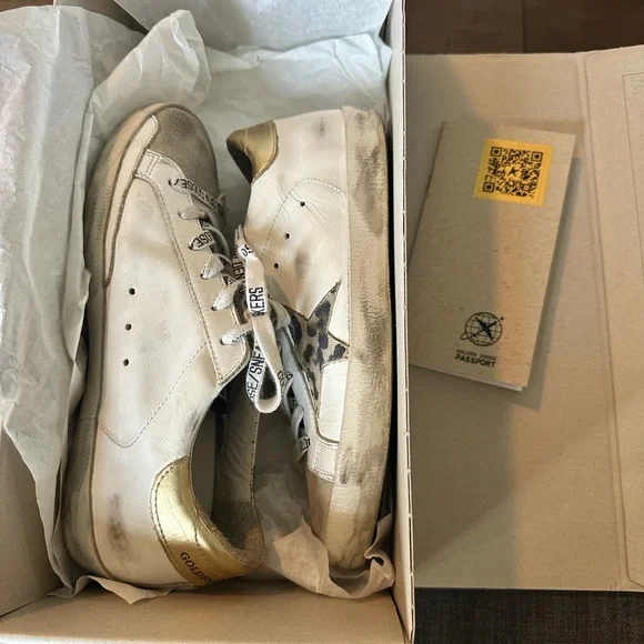 Golden Goose Womens White Sneakers with Leopard Star 36 - Picture 9 of 9